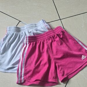 Adidas Pink and White Shorts Duo